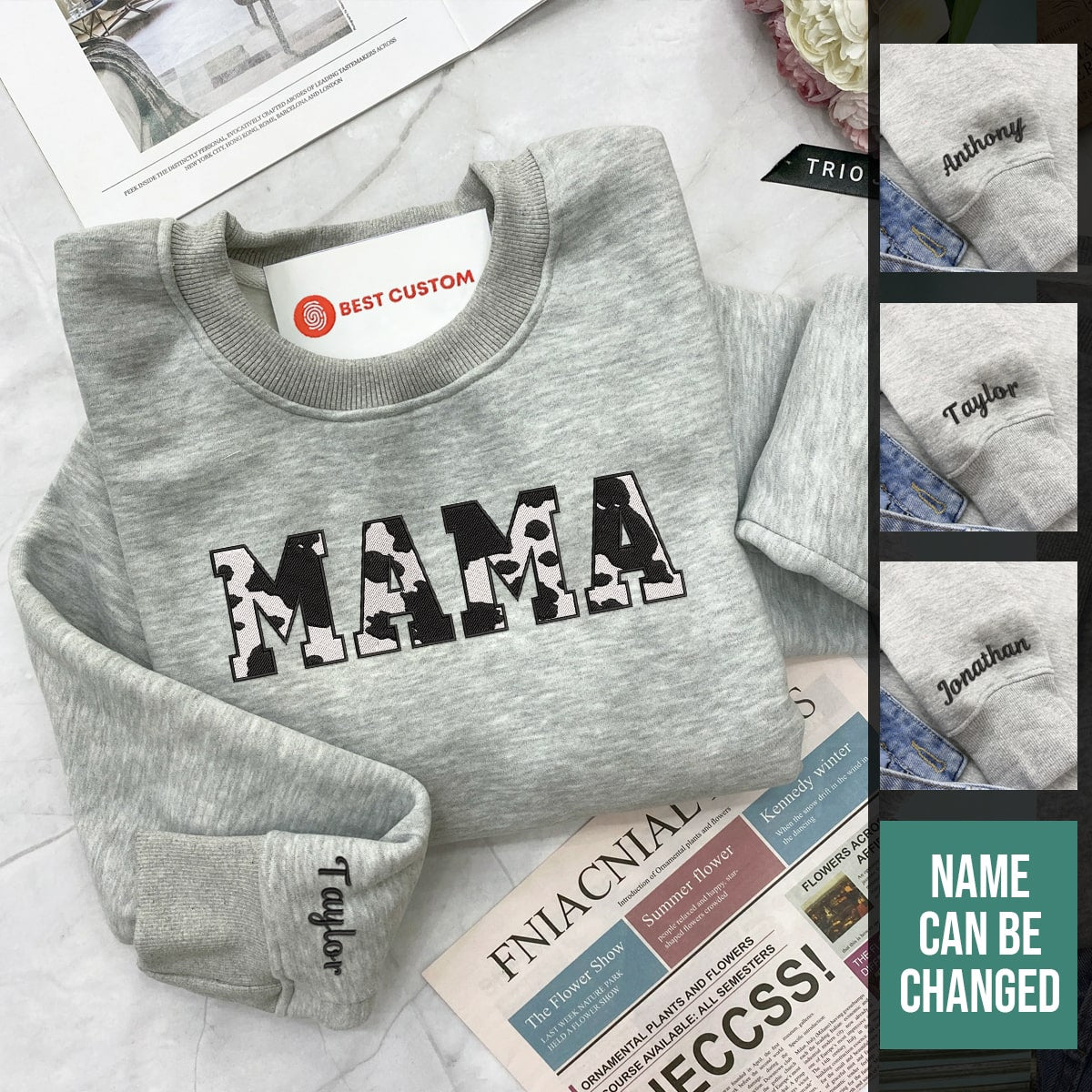 Mama Cow   Embroidered Sweatshirt   Gift For Mother 1697699086337.jpg