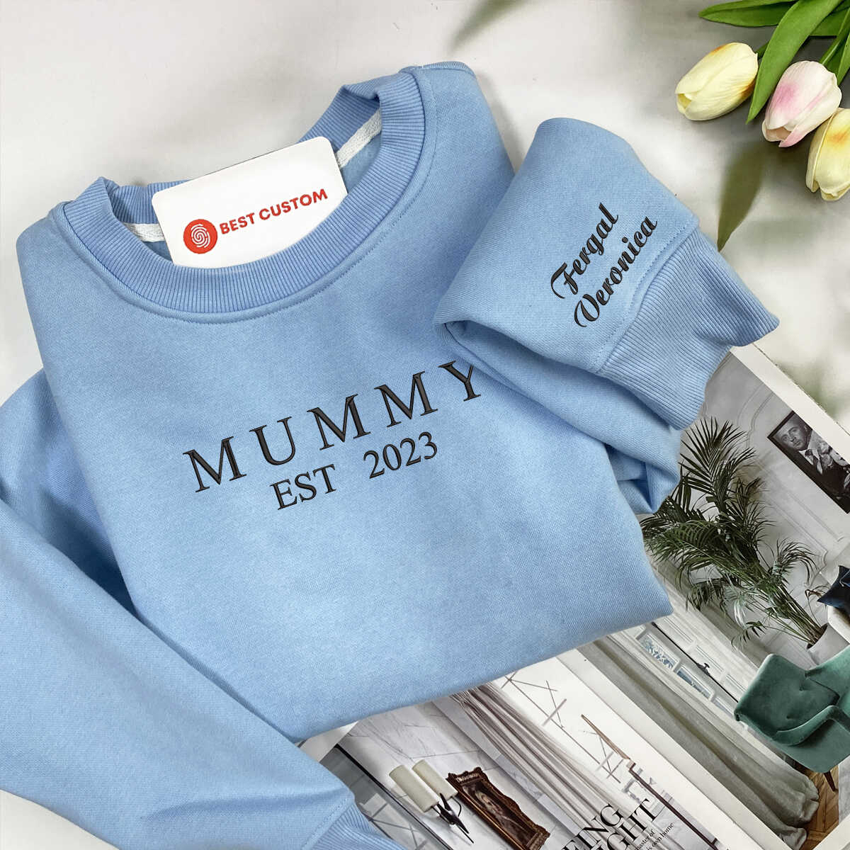 Custom Mummy Est 2025   Embroidered Apparel   Gift For Mother 1698130505738.jpg