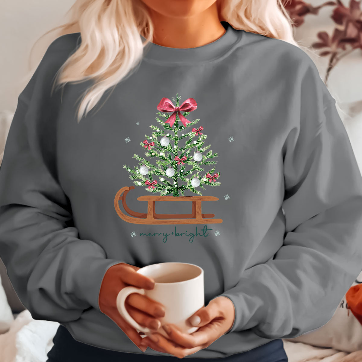 Merry  Bright Christmas Tree With Pink Bow   Apparel   Christmas Gift 1698891983417.jpg