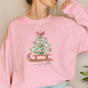 Merry  Bright Christmas Tree With Pink Bow   Apparel   Christmas Gift 1698891983471.jpg
