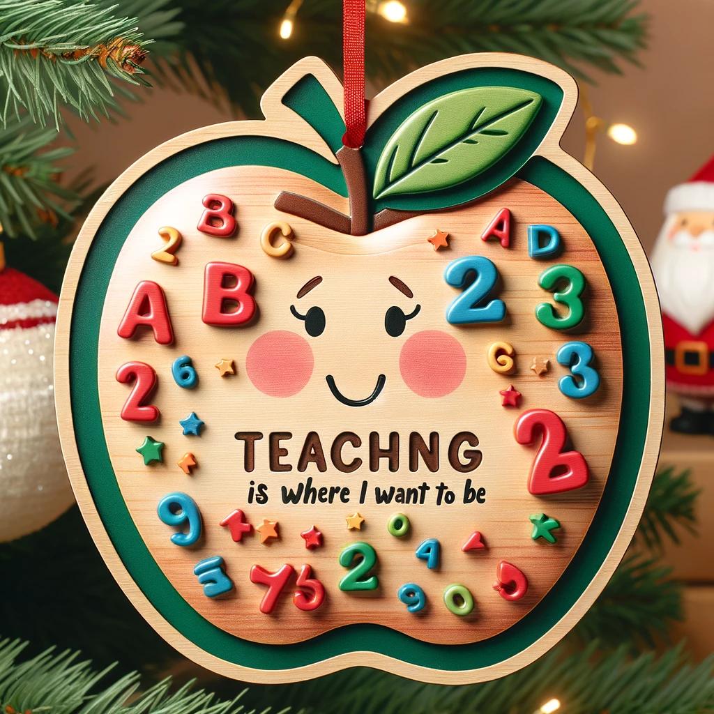 Kindergarten Teacher Ornament "abc, 123, Teaching Is Where I Want To Be" 1699072350942.jpg