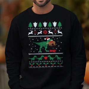 T Rex Eating Reindeer Jumper   Ugly Sweatshirt   Christmas Gift 1699342255629.jpg