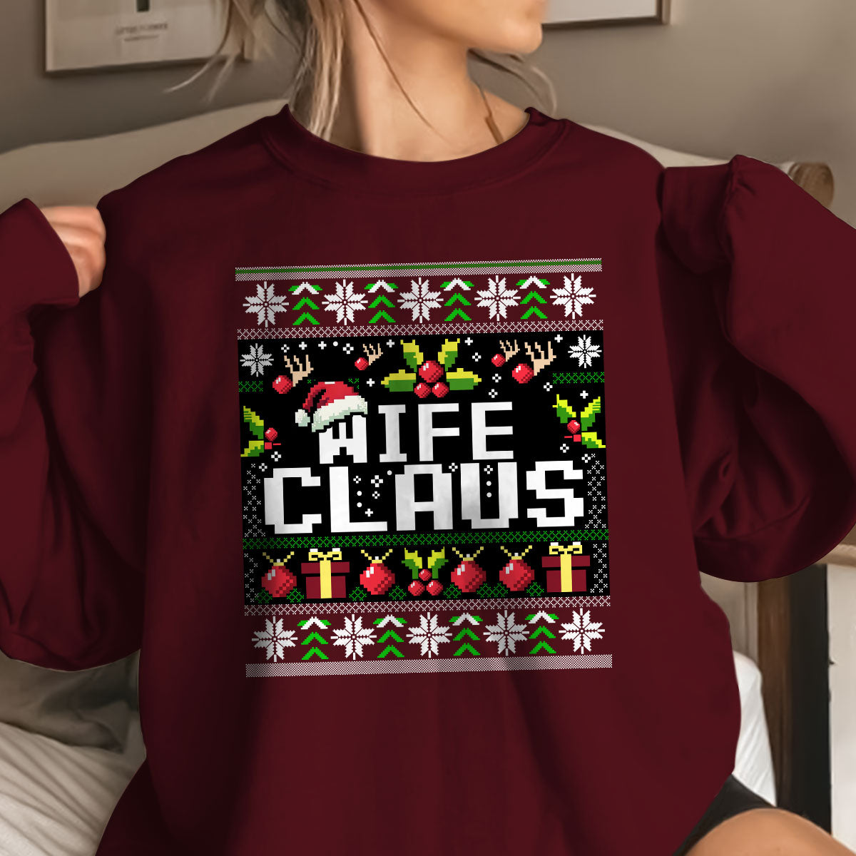 Wife Claus Christmas   Ugly Sweatshirt   Christmas Gift For Wife 1699346089489.jpg