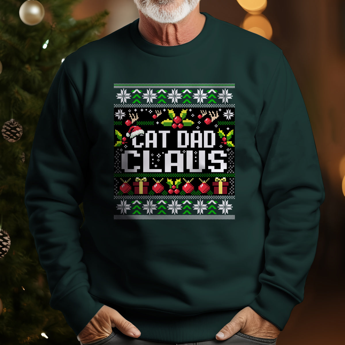 Cat Dad Claus Christmas   Ugly Sweatshirt   Christmas Gift For Cat Lovers 1699348722301.jpg