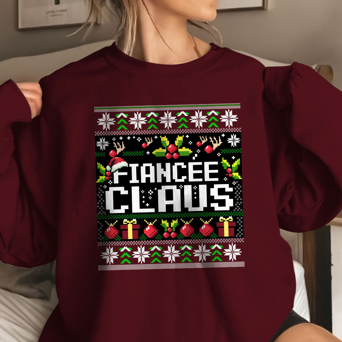Fiancee Claus Christmas   Ugly Sweatshirt   Christmas Gift For Fiancee 1699348946568.jpg