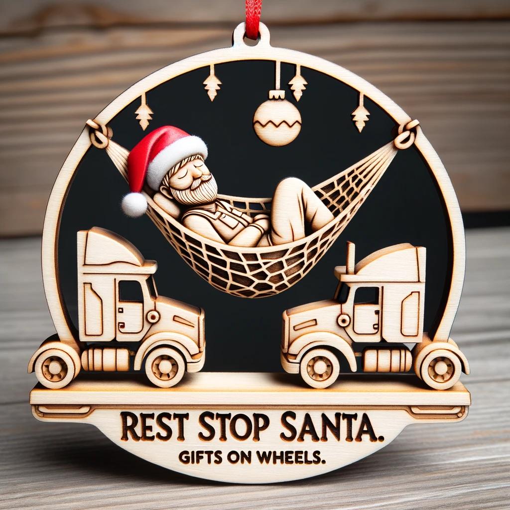 Truck Drivers Wooden Ornament " Rest Stop Santa" 1699434158904.jpg