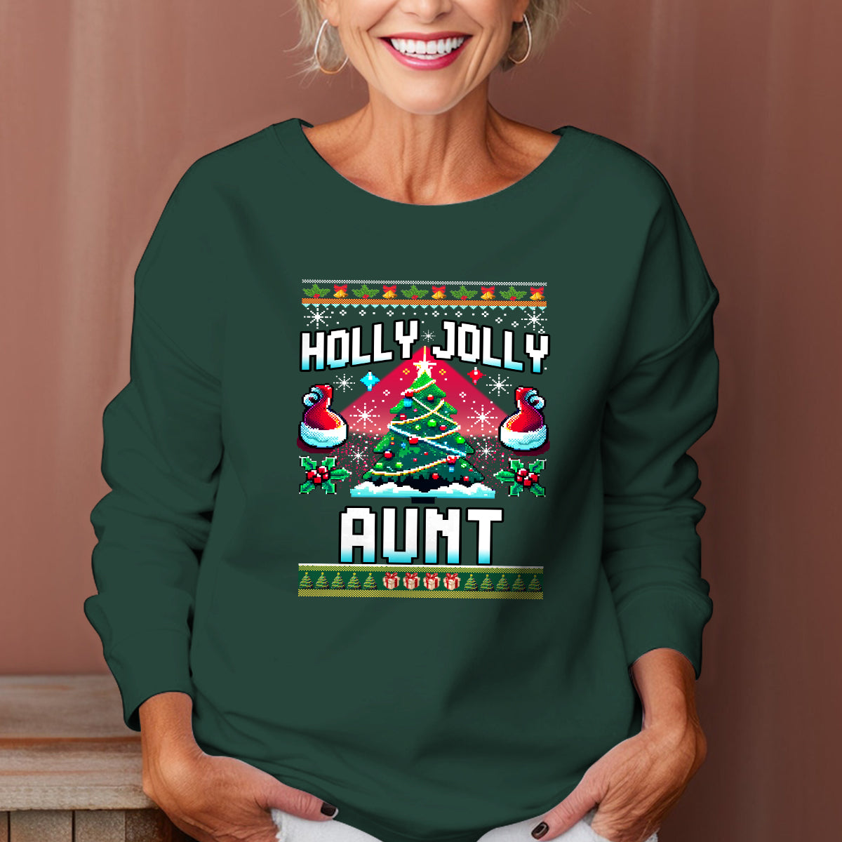 Holly Jolly Aunt   Ugly Sweatshirt   Christmas Gift For Aunt 1699505989041.jpg