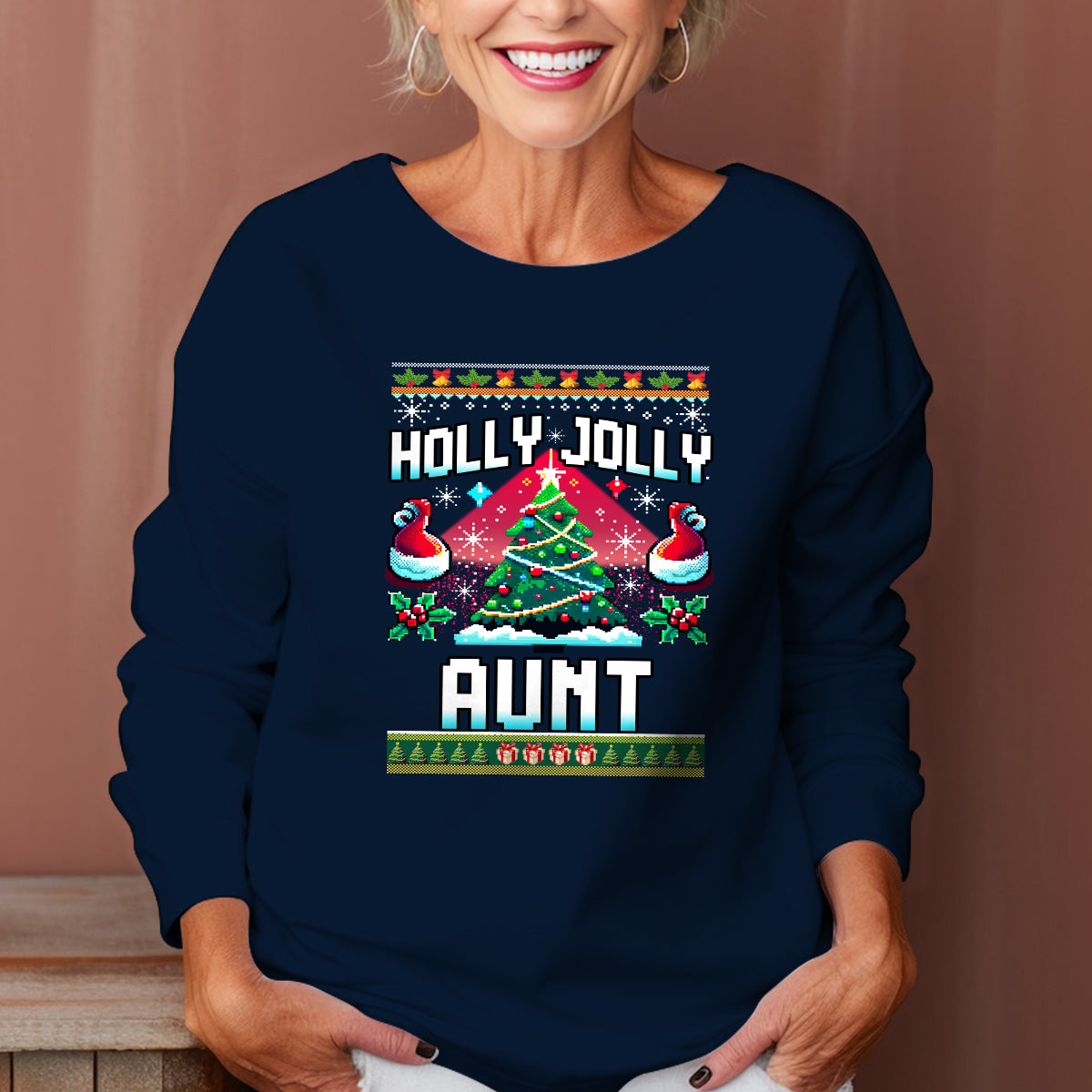 Holly Jolly Aunt   Ugly Sweatshirt   Christmas Gift For Aunt 1699505989052.jpg