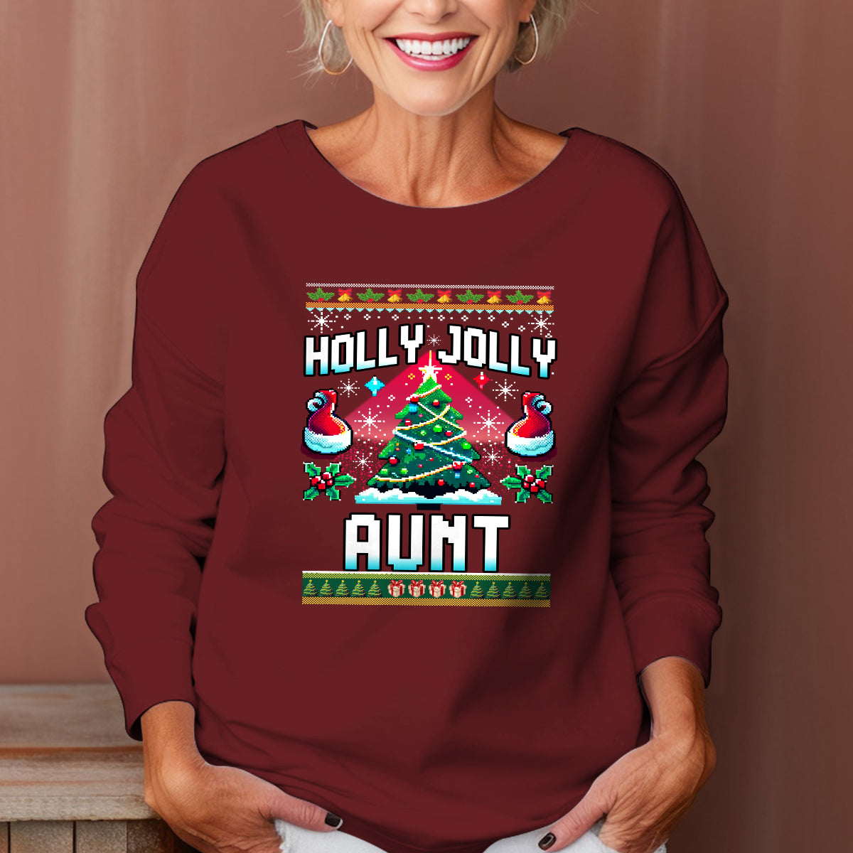 Holly Jolly Aunt   Ugly Sweatshirt   Christmas Gift For Aunt 1699505989078.jpg