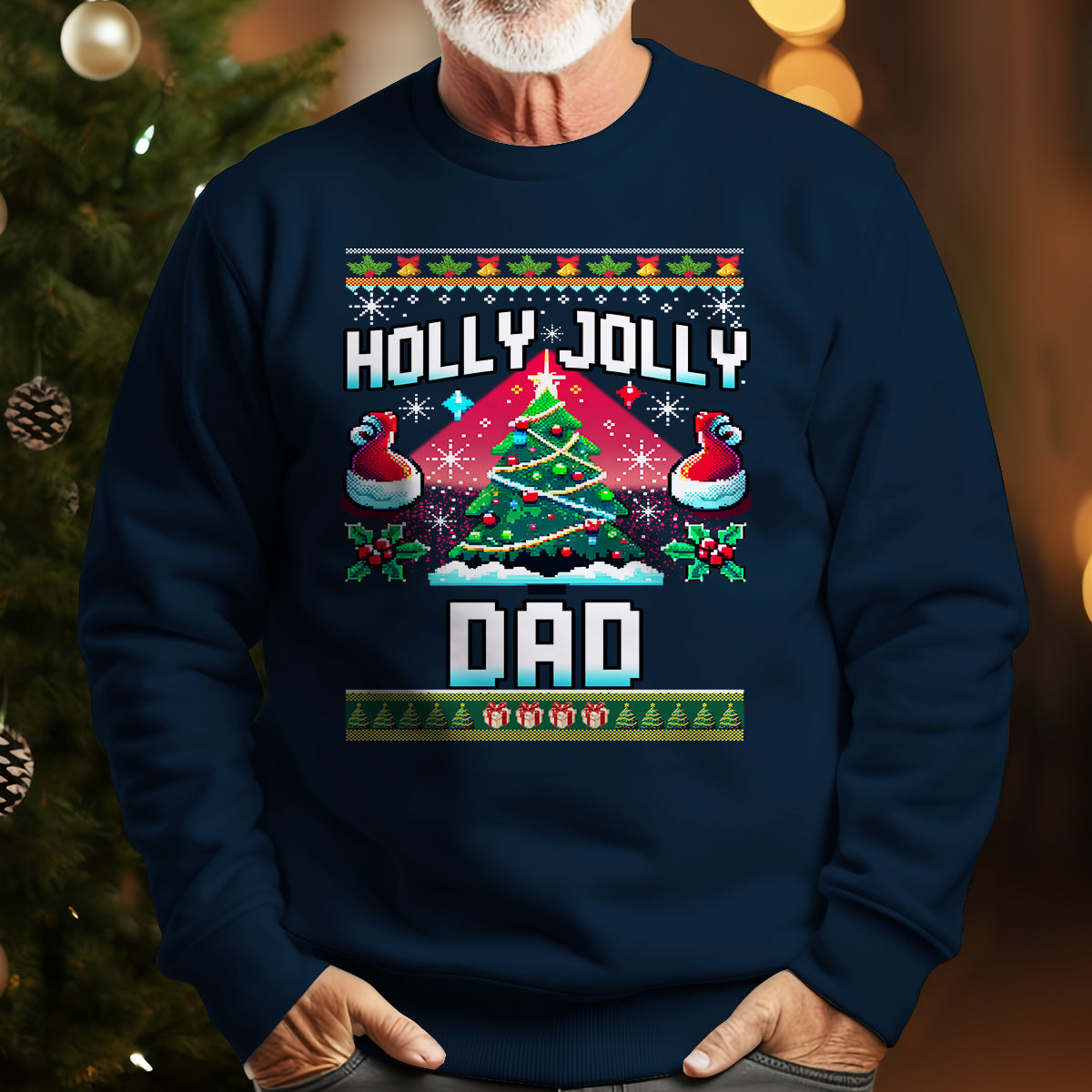 Holly Jolly Dad   Ugly Sweatshirt   Christmas Gift For Dad Father 1699518980032.jpg