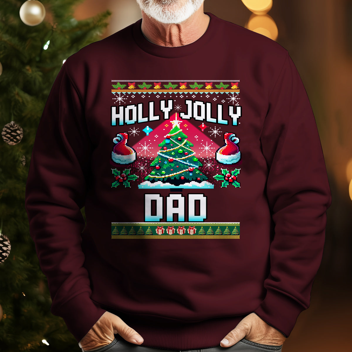 Holly Jolly Dad   Ugly Sweatshirt   Christmas Gift For Dad Father 1699518980103.jpg