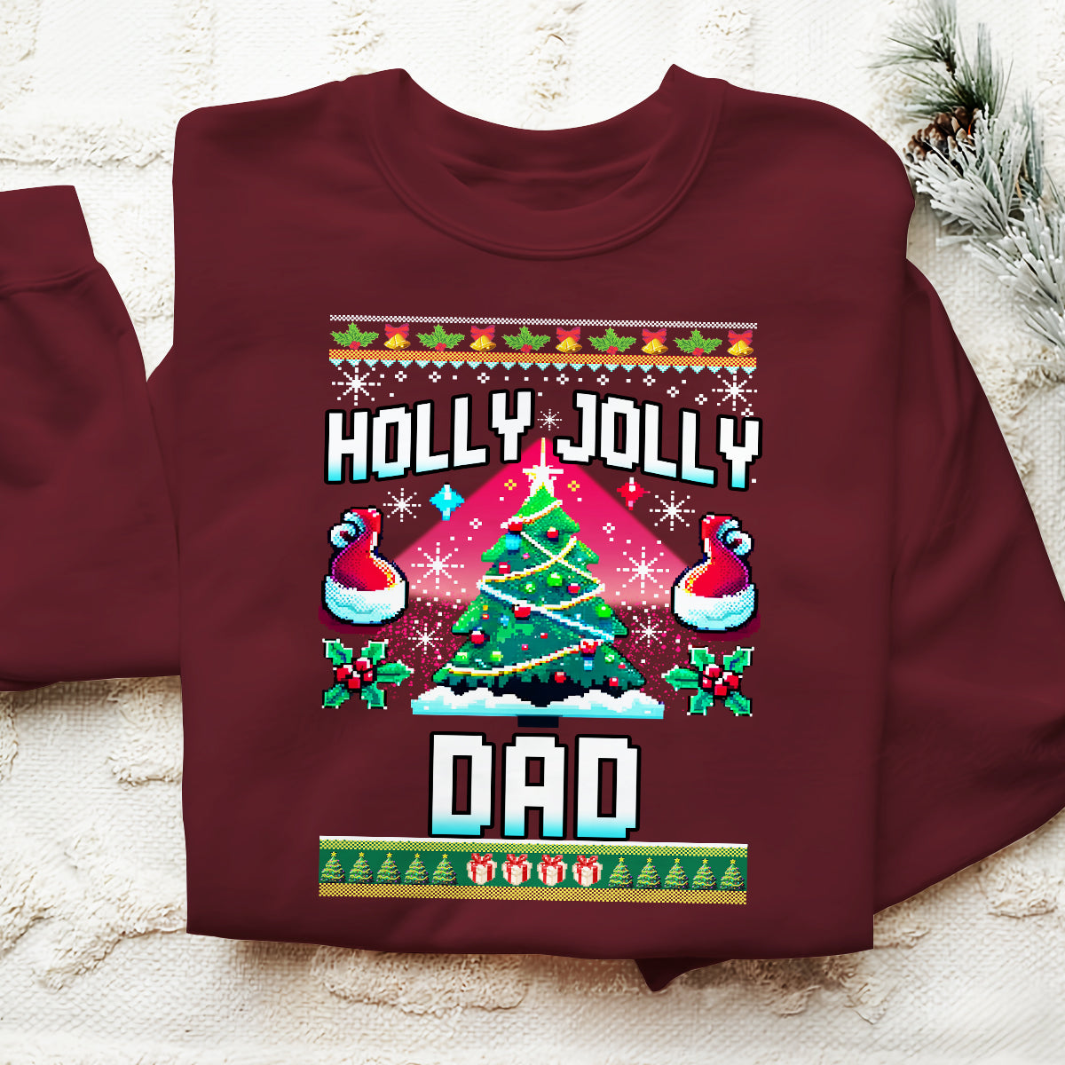 Holly Jolly Dad   Ugly Sweatshirt   Christmas Gift For Dad Father 1699518980202.jpg