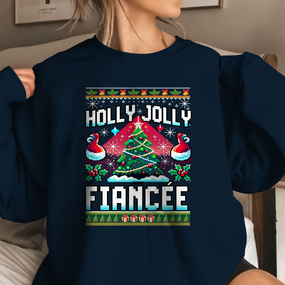 Holly Jolly Fiancee   Ugly Sweatshirt   Christmas Gift For Fiancee 1699519465393.jpg
