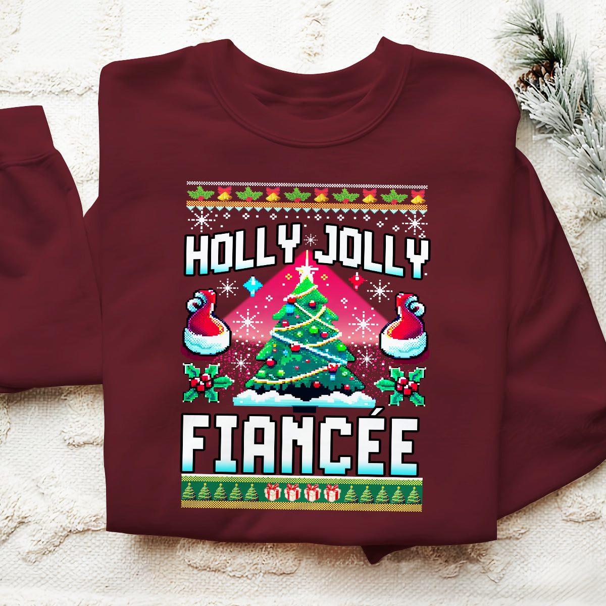Holly Jolly Fiancee   Ugly Sweatshirt   Christmas Gift For Fiancee 1699519465571.jpg