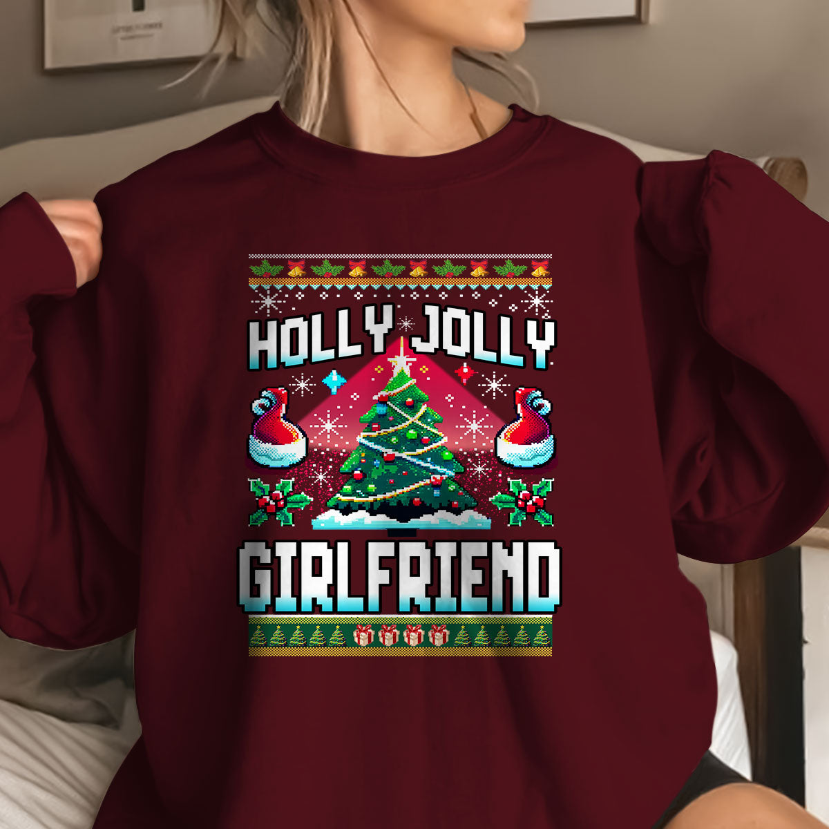 Holly Jolly Girlfriend   Ugly Sweatshirt   Christmas Gift For Girlfriend 1699519608854.jpg