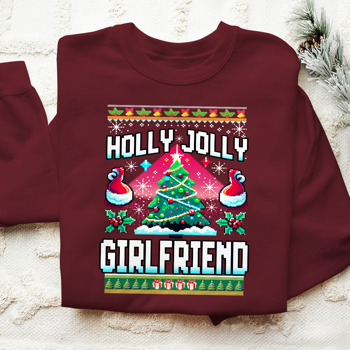 Holly Jolly Girlfriend   Ugly Sweatshirt   Christmas Gift For Girlfriend 1699519609054.jpg
