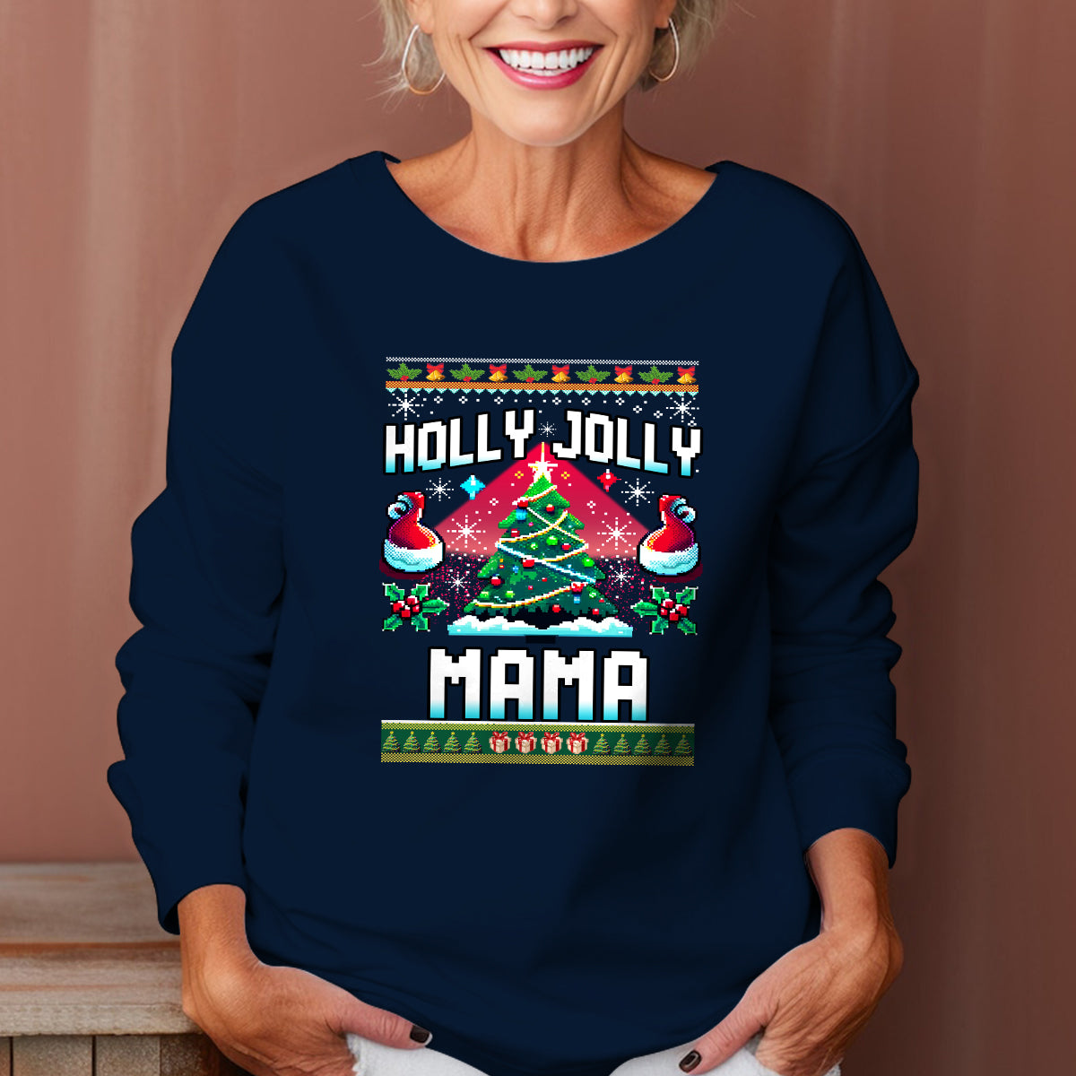 Holly Jolly Mama   Ugly Sweatshirt   Christmas Gift For Mama 1699520206195.jpg