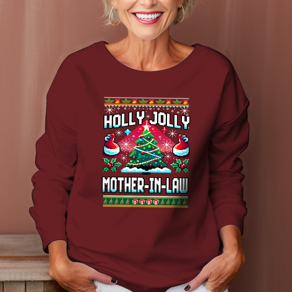 Holly Jolly Mother In Law   Ugly Sweatshirt   Christmas Gift For Mother In Law 1699521053931.jpg