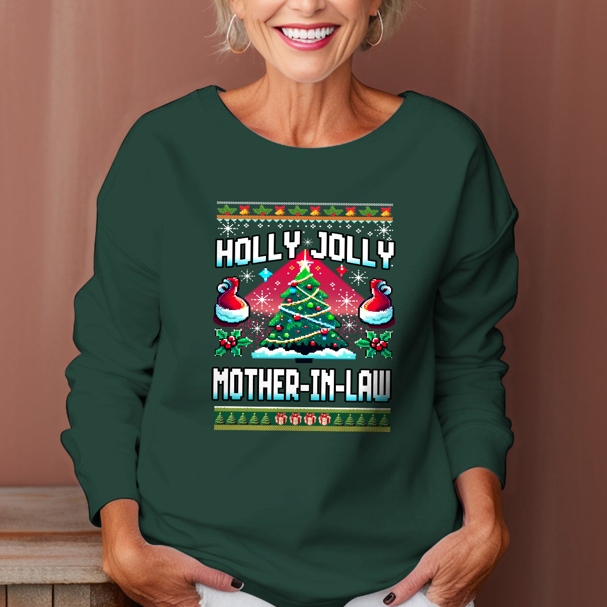 Holly Jolly Mother In Law   Ugly Sweatshirt   Christmas Gift For Mother In Law 1699521054043.jpg