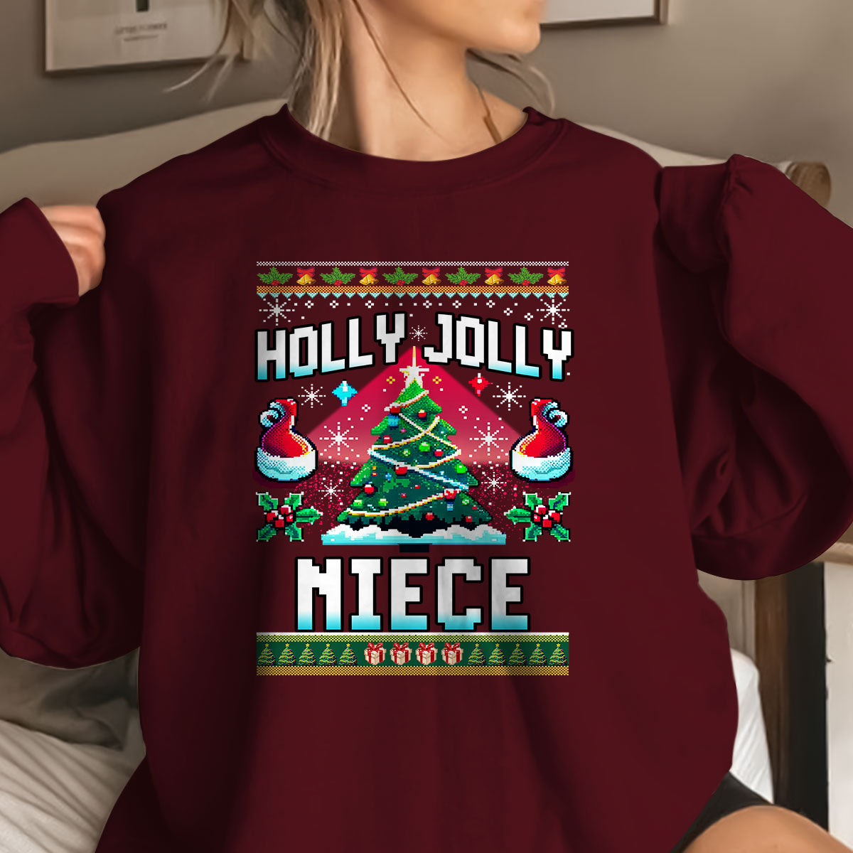 Holly Jolly Niece   Ugly Sweatshirt   Christmas Gift For Niece 1699521945908.jpg