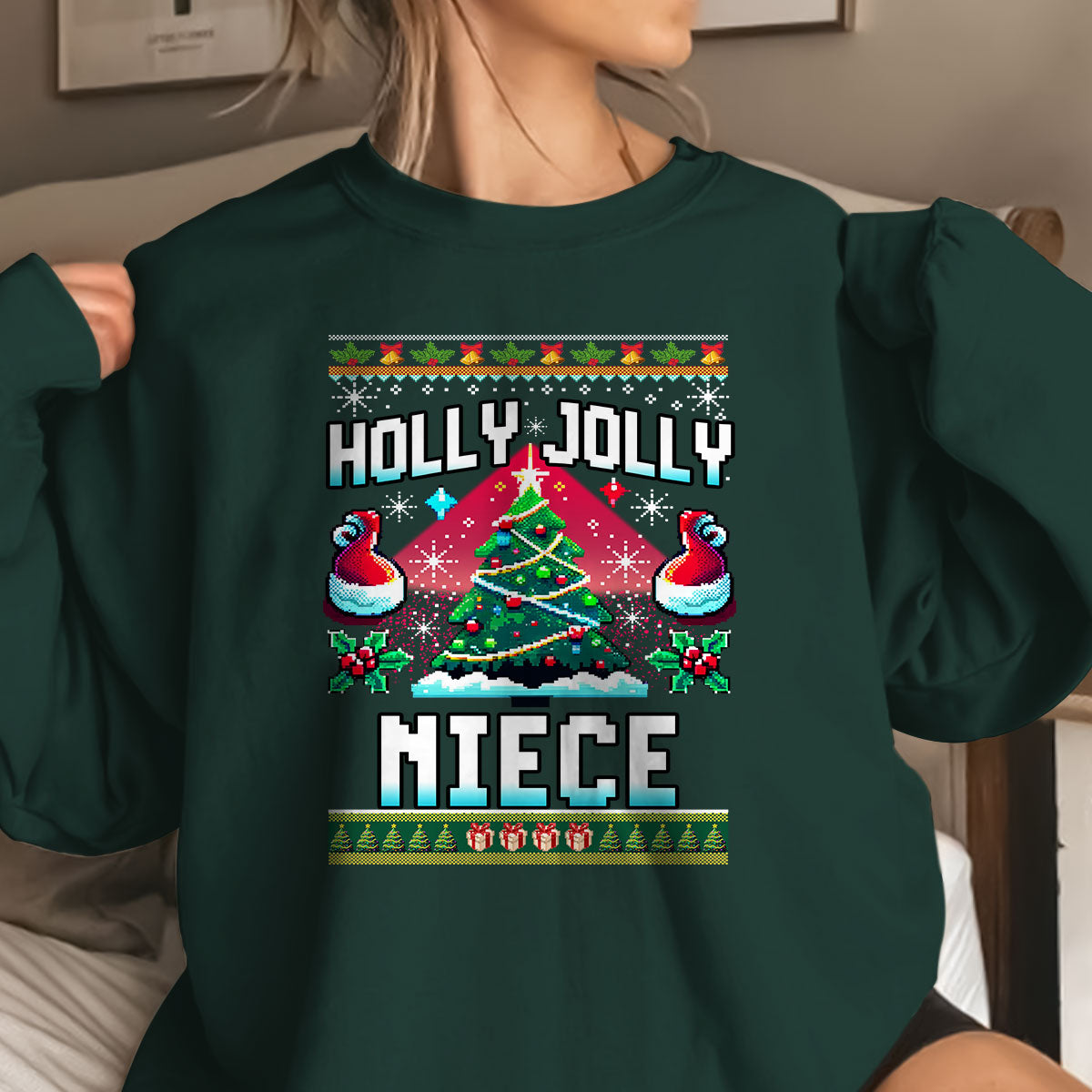 Holly Jolly Niece   Ugly Sweatshirt   Christmas Gift For Niece 1699521945917.jpg