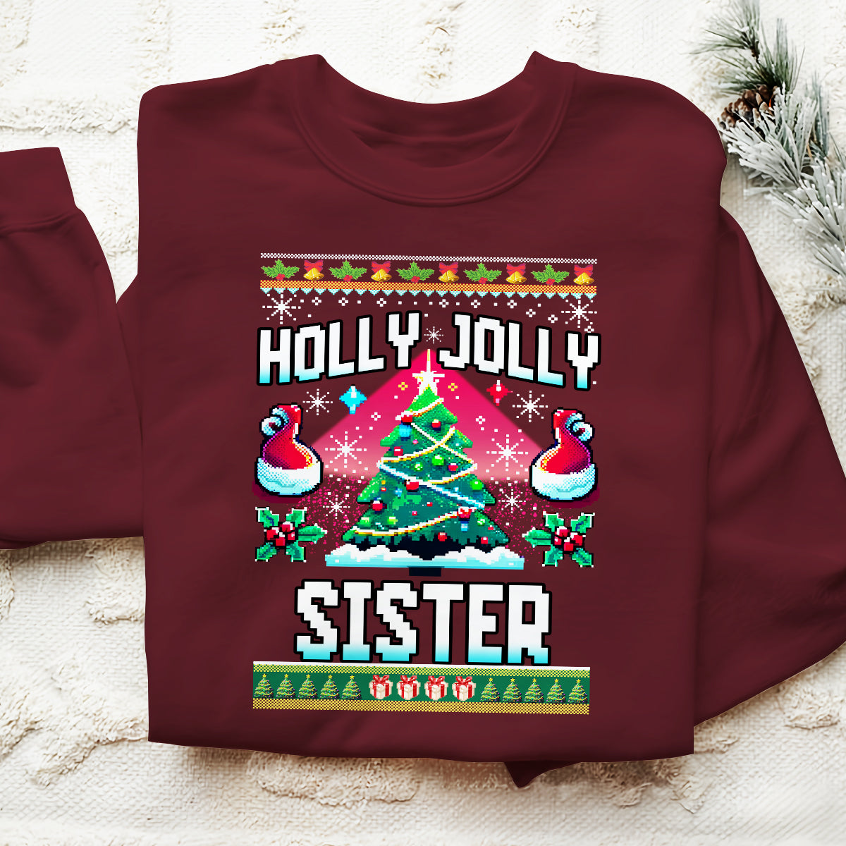 holly jolly sister   ugly sweatshirt   christmas gift for sister 1699522217619.jpg