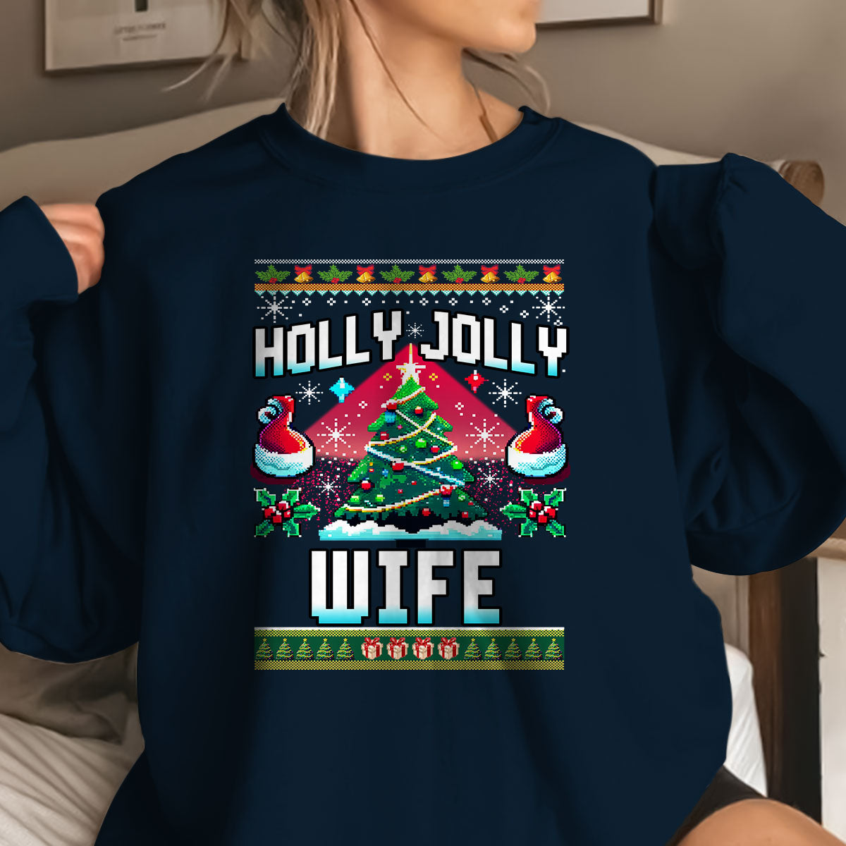 Holly Jolly Wife   Ugly Sweatshirt   Christmas Gift For Wife 1699522503079.jpg