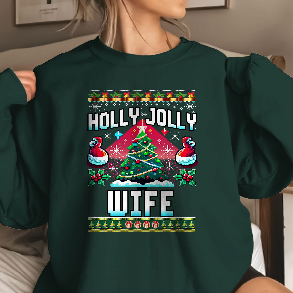 Holly Jolly Wife   Ugly Sweatshirt   Christmas Gift For Wife 1699522503080.jpg