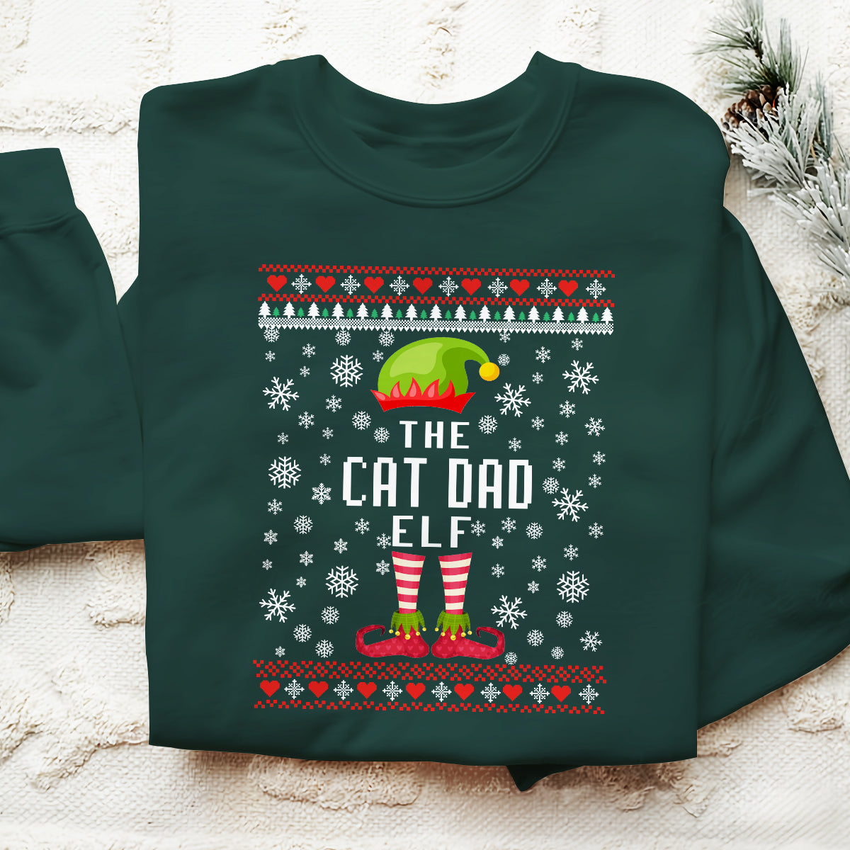 The Cat Dad Elf   Ugly Sweatshirt   Christmas Gift For Cat Lovers 1699590108570.jpg