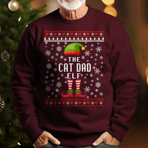 The Cat Dad Elf   Ugly Sweatshirt   Christmas Gift For Cat Lovers 1699590108659.jpg