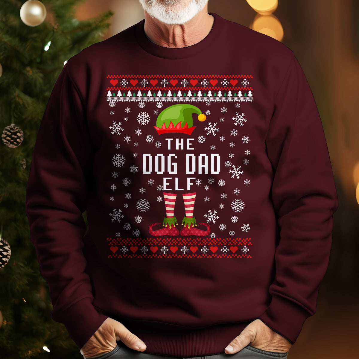 The Dog Dad Elf   Ugly Sweatshirt   Christmas Gift For Dog Lovers 1699590397020.jpg