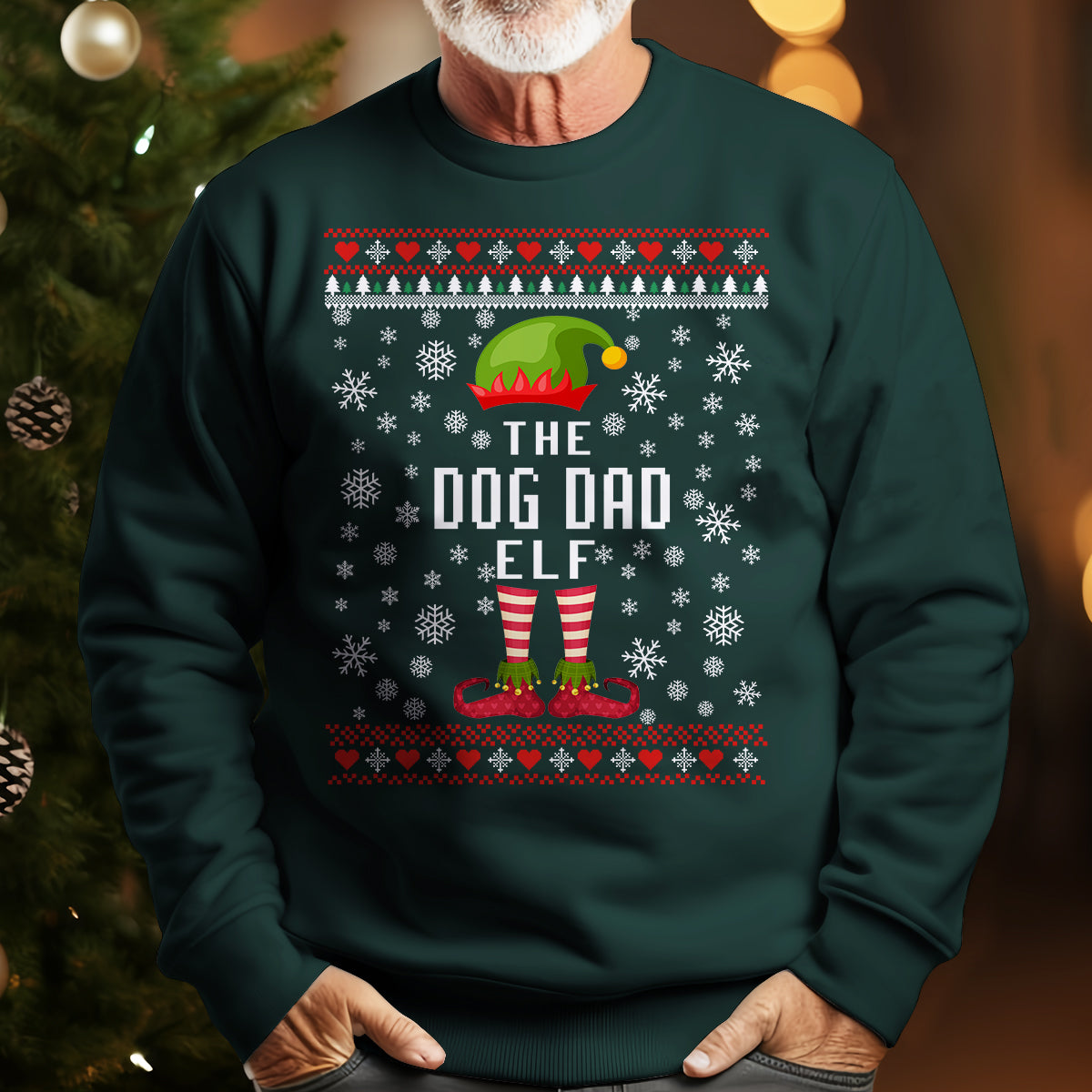 The Dog Dad Elf   Ugly Sweatshirt   Christmas Gift For Dog Lovers 1699590397091.jpg