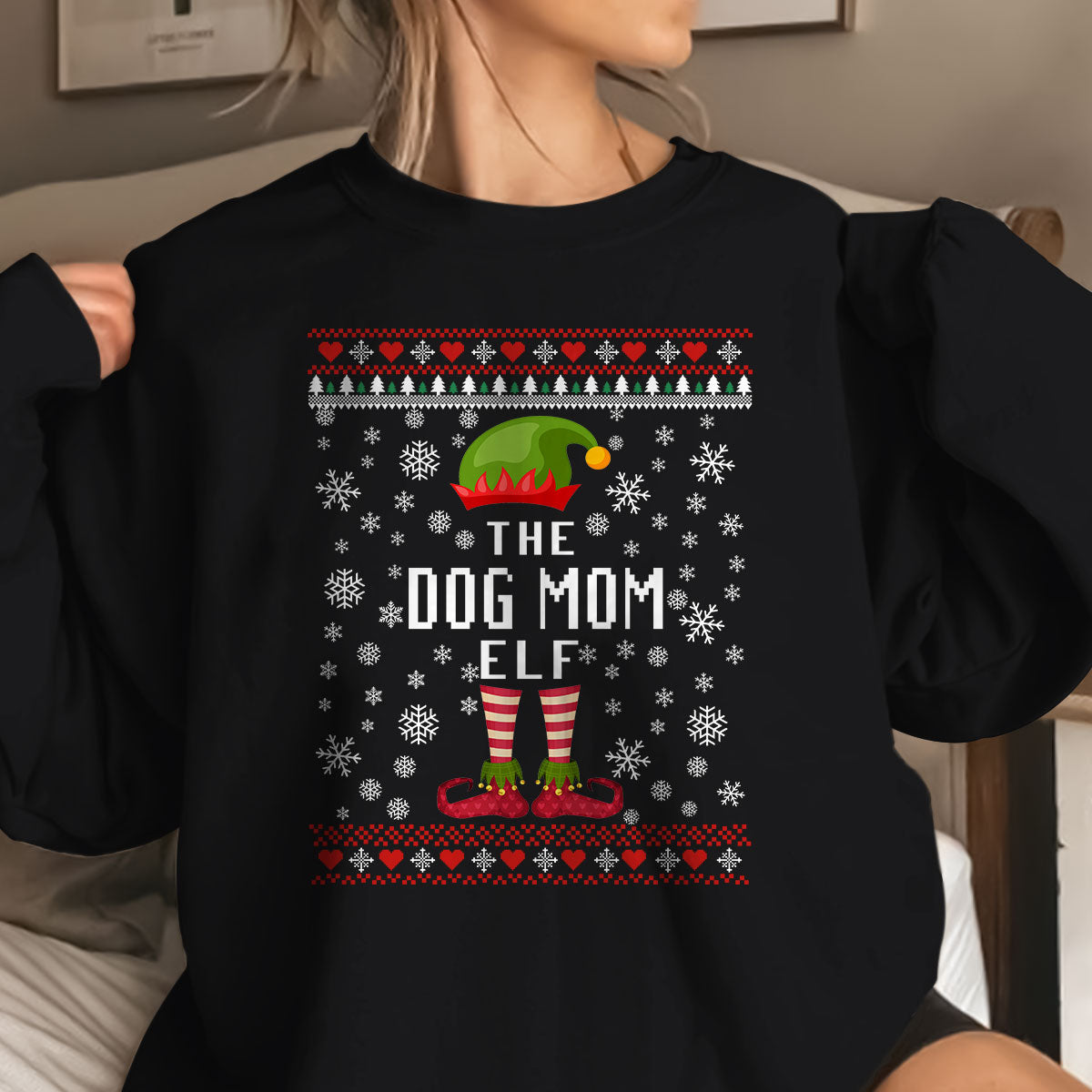 The Dog Mom Elf   Ugly Sweatshirt   Christmas Gift For Dog Lovers 1699590477316.jpg