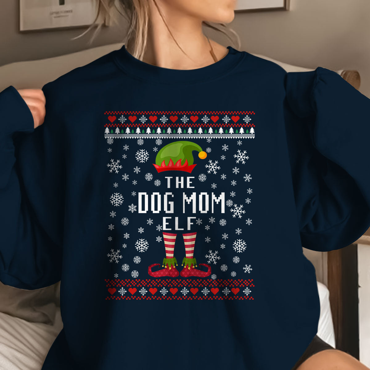 The Dog Mom Elf   Ugly Sweatshirt   Christmas Gift For Dog Lovers 1699590477393.jpg