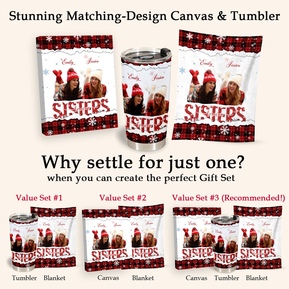Sisters Forever White Red - Custom Blanket - Gift For Sister, Christmas 1699859638439.jpg