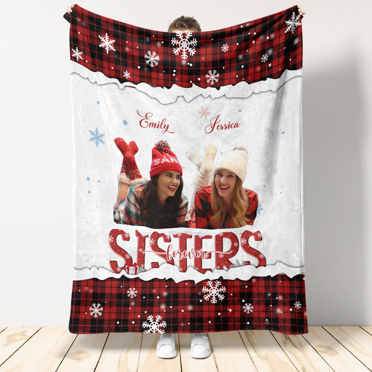 Sisters Forever White Red - Custom Blanket - Gift For Sister, Christmas 1699859638700.jpg