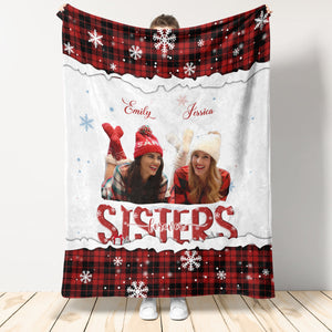 Sisters Forever White Red - Custom Blanket - Gift For Sister, Christmas 1699859638700.jpg