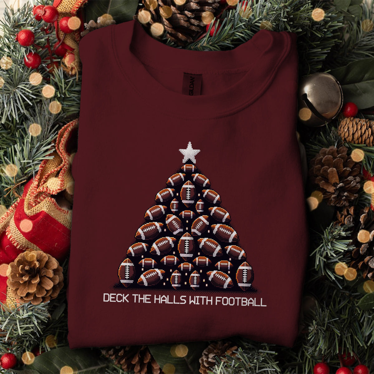 Deck The Halls With Football   Ugly Sweatshirt   Christmas Gift For Football Lovers 1699931306003.jpg