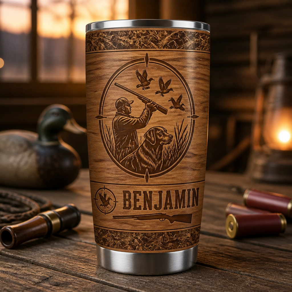 Personalized Duck Hunter Woodgrain Tumbler - Name - Personalized Tumbler 169d99aa-5f3a-4ef2-9b88-ce5fec3eedaa.png