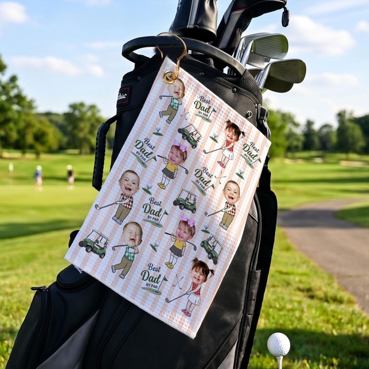 Personalized Baby Photo Golf Towel for Dad, Kids Photo Golf Towel, Best Dad By Par Towel, Fathers Day Gift For Husband, Golf Dad Gift