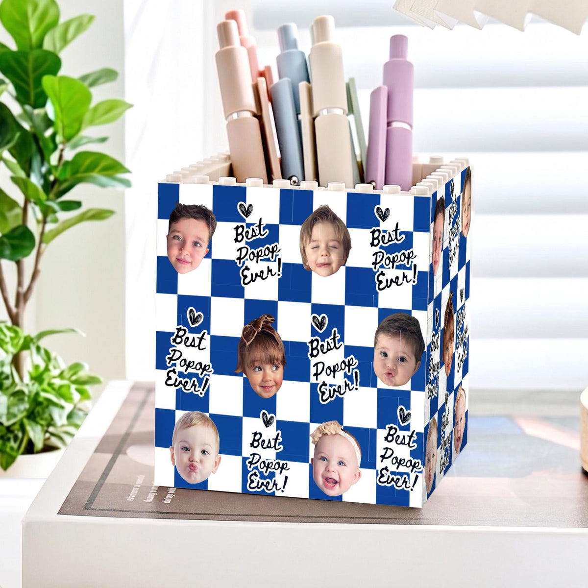 Personalized Baby Face Photo Building Block Pen Holder, Best Dad Ever Puzzle Block, New Dad Gift, Fathers Day Gift For Dad, Papa