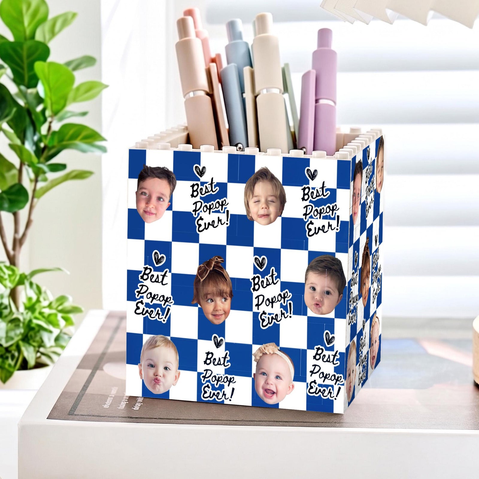 Personalized Baby Face Photo Building Block Pen Holder, Best Dad Ever Puzzle Block, New Dad Gift, Fathers Day Gift For Dad, Papa