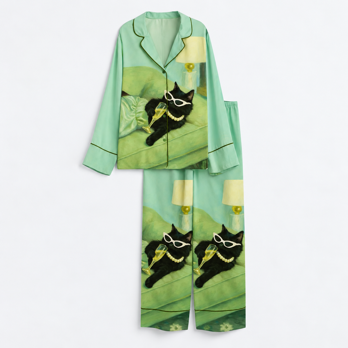 Cat Print Satin Pajama Set, Women's Sleepwear Lounge Pajamas, Gift For Hers 16a12959-67bf-414d-a0c3-51d3524e8111-Pijama-xanh-b-c-h-h-a-ti-t-m-o-1.png