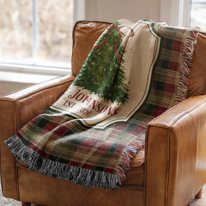 Personalized Christmas Woven Blanket, Custom Family Name Throw, Christmas Tree Blanket, Plaid Holiday Decor, Housewarming Gift, EST Year 16c35944-c7b1-418c-a082-7794f907ce9b-DSDS-4-.webp
