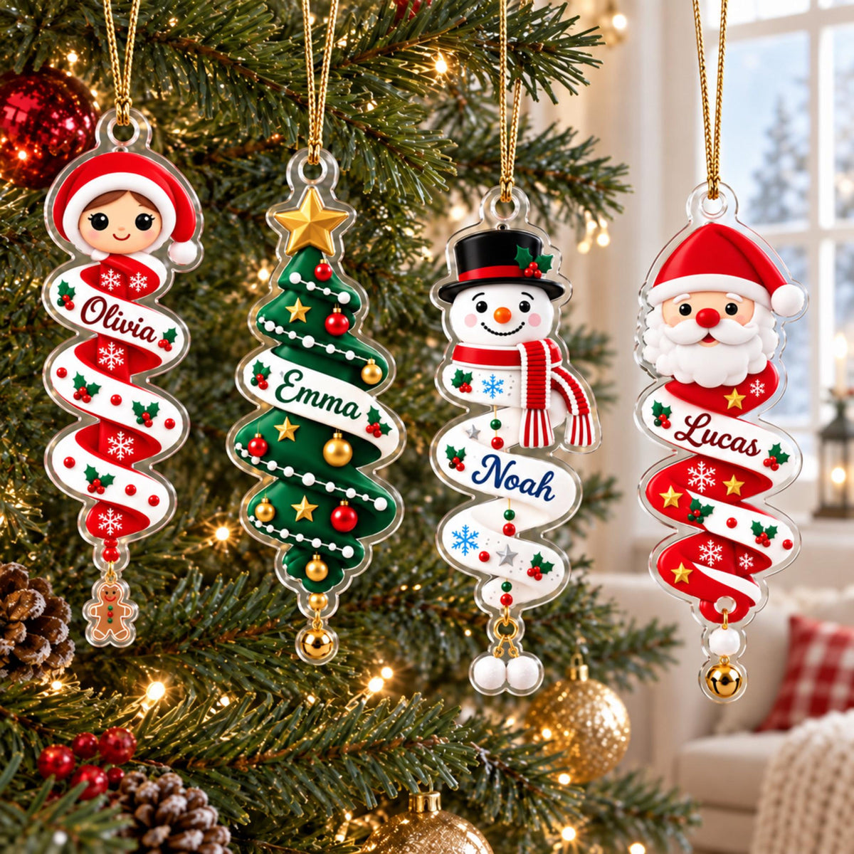 Personalized Spiral Christmas Ornament, Custom Name Acrylic Ornament, Santa Snowman Christmas Tree Ornament, Kids Name Gift, Christmas Decor 16ddb9b2-e947-4b76-b364-9c5a445c32f6-5.jpg