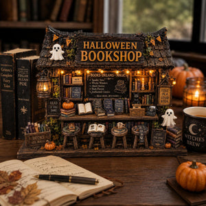 Halloween Bookshop Wooden Block, Spooky Library Shelf Decor, Haunted Bookstore Table Decoration, Witchy Fall Home Gift for Readers 16e352cf-246a-4603-9c85-edd6a60216f0-4.jpg
