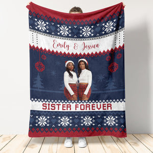 custom photo sister forever red blue   custom blanket   gift for sister christmas 1700020283376.jpg