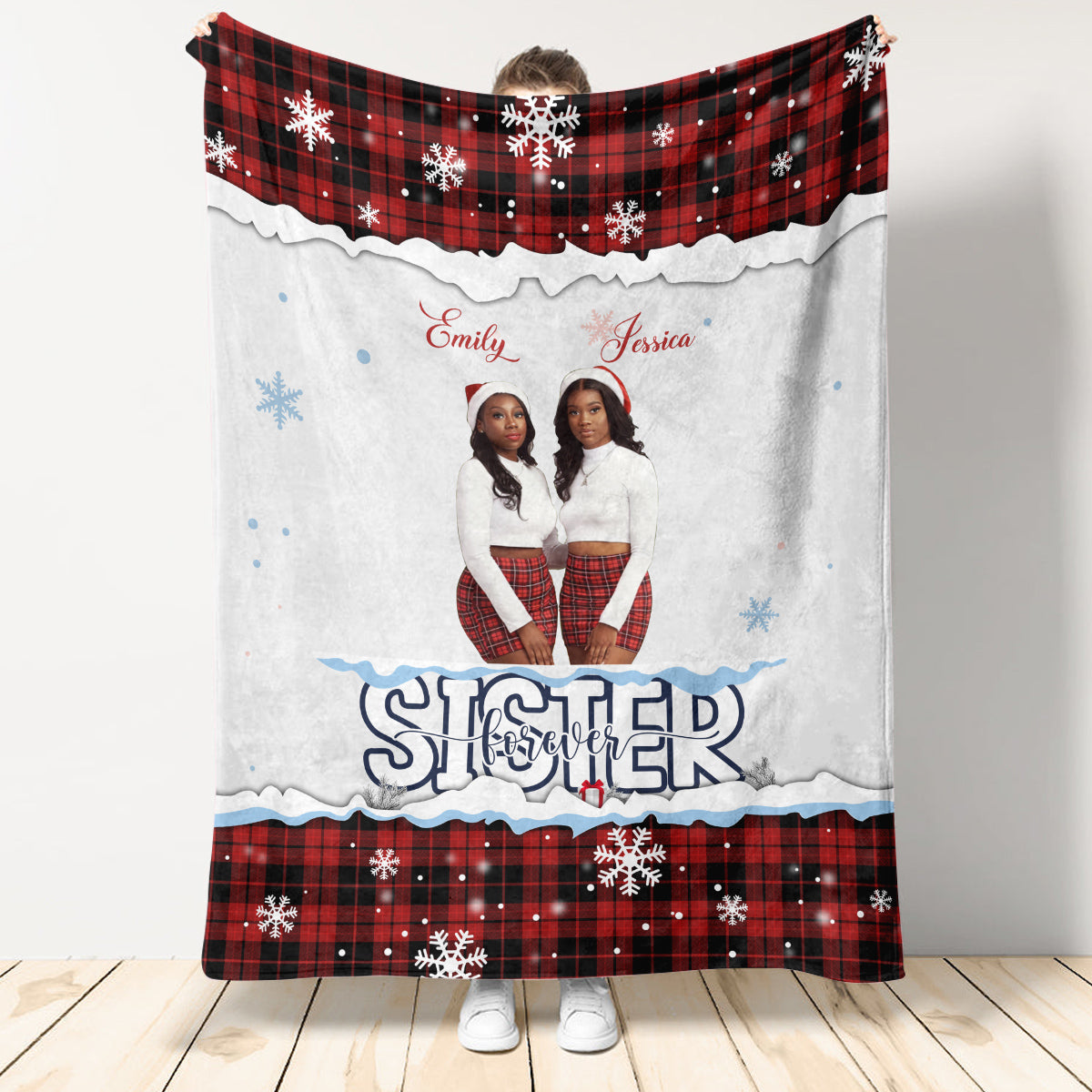 custom photo sister forever white red   custom blanket   gift for sister christmas 1700020890953.jpg