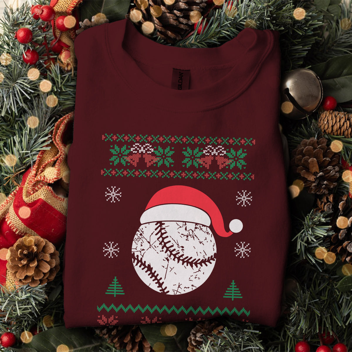 Baseball Santa Hat   Ugly Sweatshirt   Christmas Gift For Baseball Lover 1700037390525.jpg
