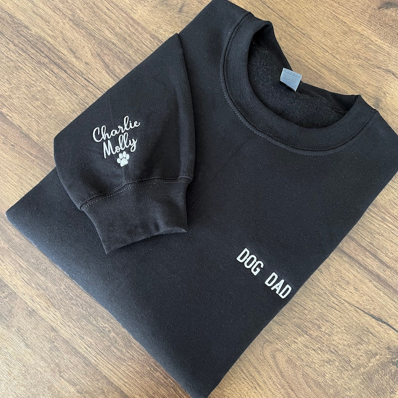 Dog Dad Embroidered Sweatshirt Custom Dad Shirt With Dog Names Paw On Sleeve Dog Daddy Hoodie Dog Owner Shirt Fathers Day Gift 1700191175520.jpg